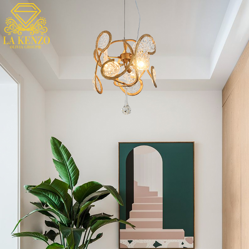 Italian Liquid Leaf Modern Copper Pendant Lamp 