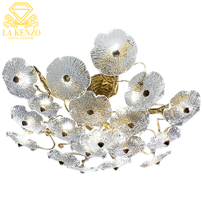 Italian Liquid G9 Crystal Lotus Leafs Modern Chandelier Lamp 