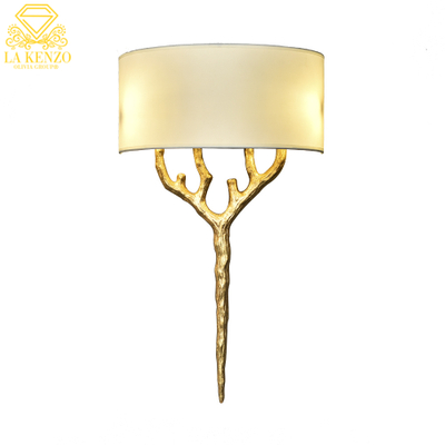 Italian Copper Modern Fabric Shade Bedside Wall Lamp 