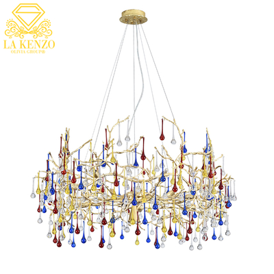 Italian Liquid G9 Crystal Copper Water Drops Modern Pendant Lamp 